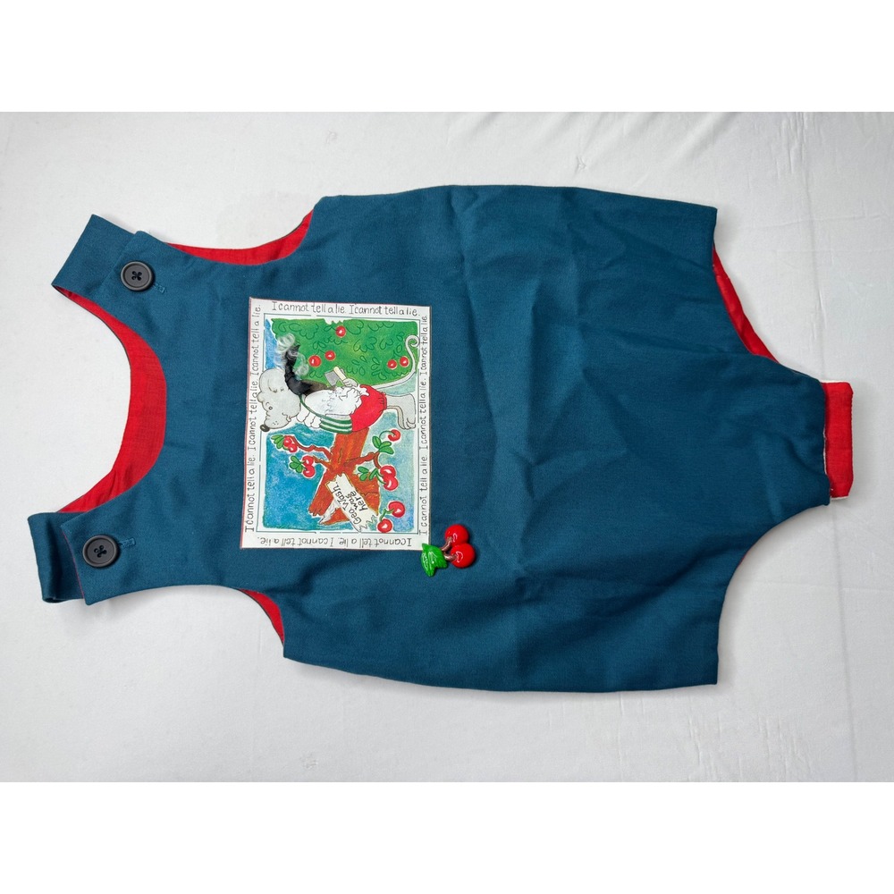 Vintage Chocolate Soup Teal Blue George Washington Mouse Romper XL Handcrafted